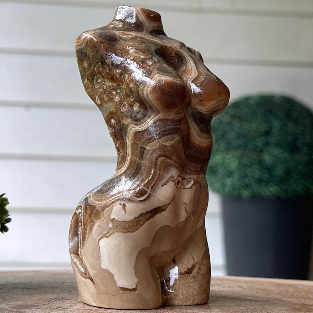 Chocolate Calcite Large Lady Body Goddess with Druzy - #50